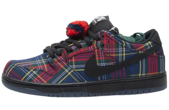 Red & Navy Tartan Plaid Low-Top Sneakers