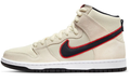Cream High-Top Sneakers with Black & Red Accents