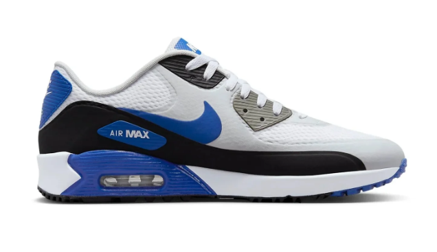White, Blue & Black Low-Top Golf Shoes
