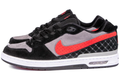 Black & Grey Low-Top Sneakers with Red Accents