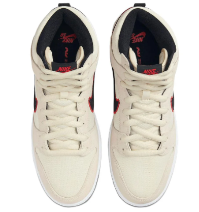 Cream High-Top Sneakers with Black & Red Accents