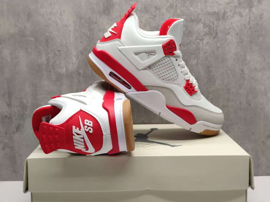 Air Jordan 4 Retro Ruby – White & Red Sneakers