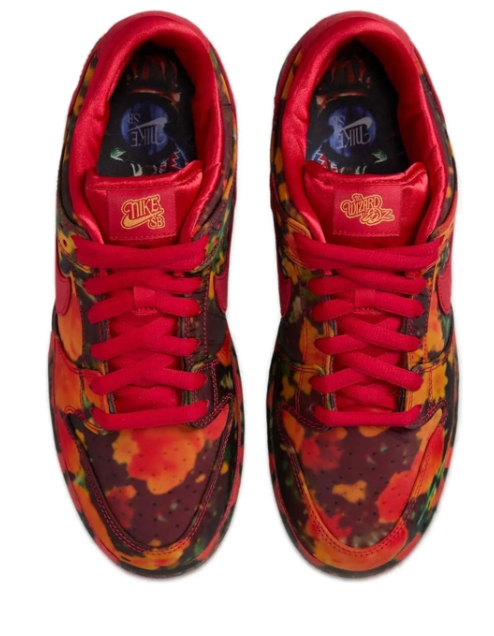 Multicolor Print Low-Top Sneakers with Red Accents