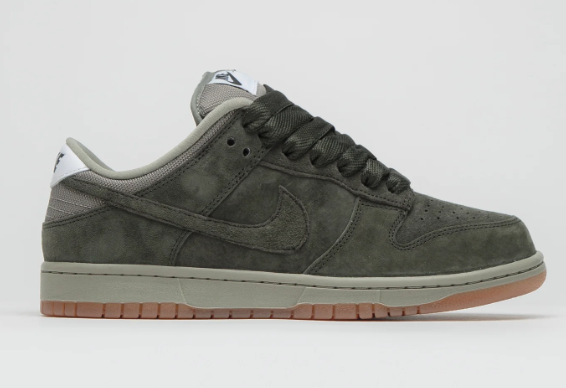 Olive Green Low-Top Sneakers with Gum-Colored Sole